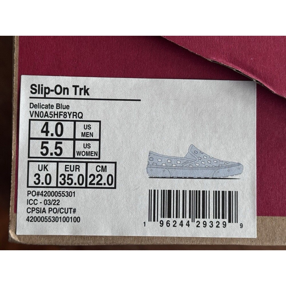 Women’s Size 5.5 Vans Slip-On TRK Delicate Blue VN0A5HF8YRQ - Picture 7 of 7